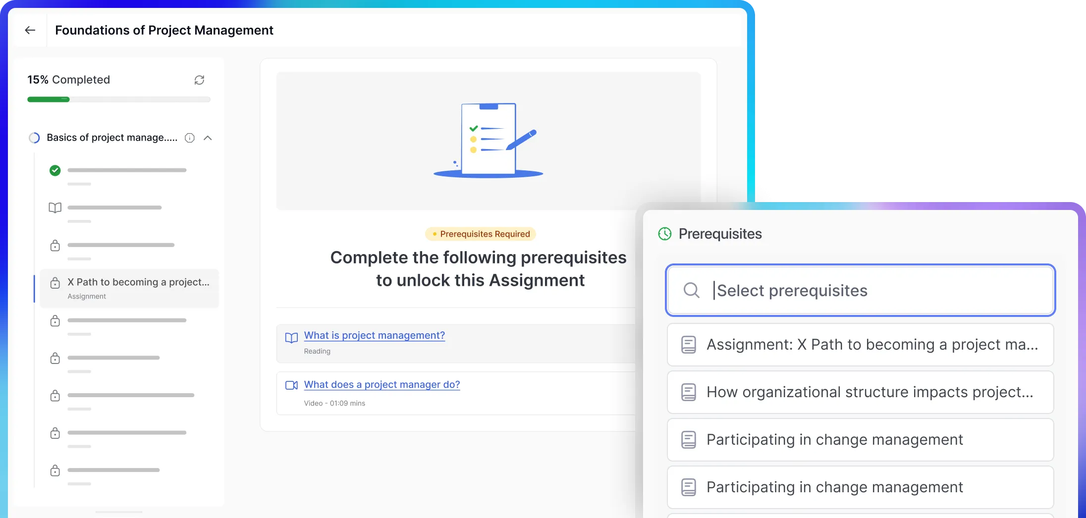 A TutorLMS assignment prerequisites screen for