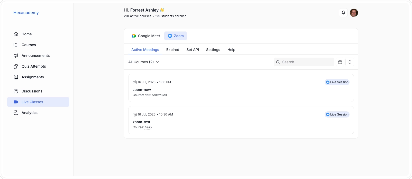 Zoom Active Meetings
