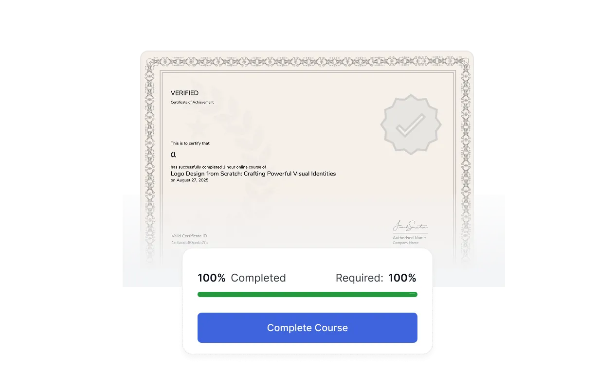 A TutorLMS verified certificate of achievement automatically issued the moment a student hits 100% course completion, with a 