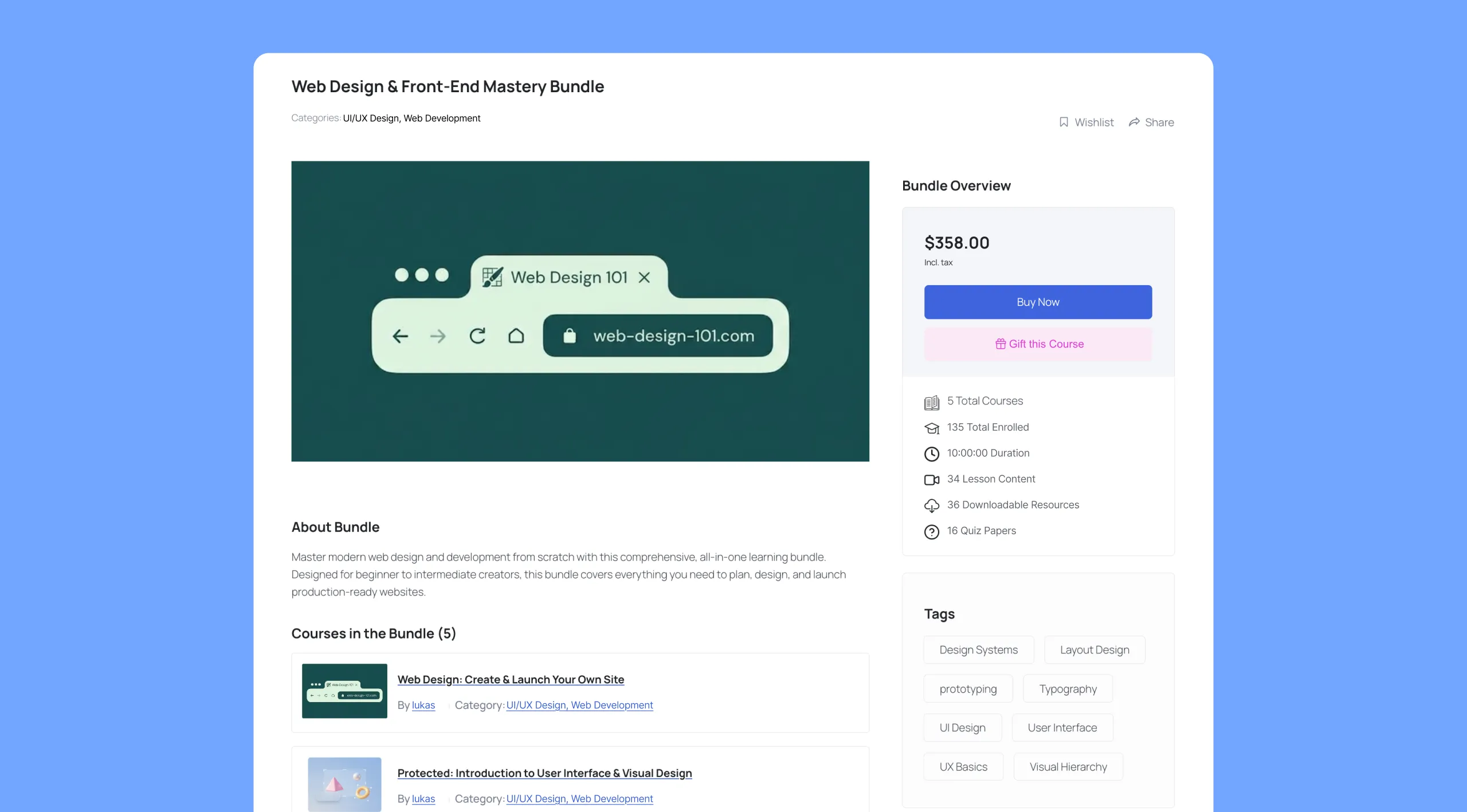 frontend preview of the course bundle