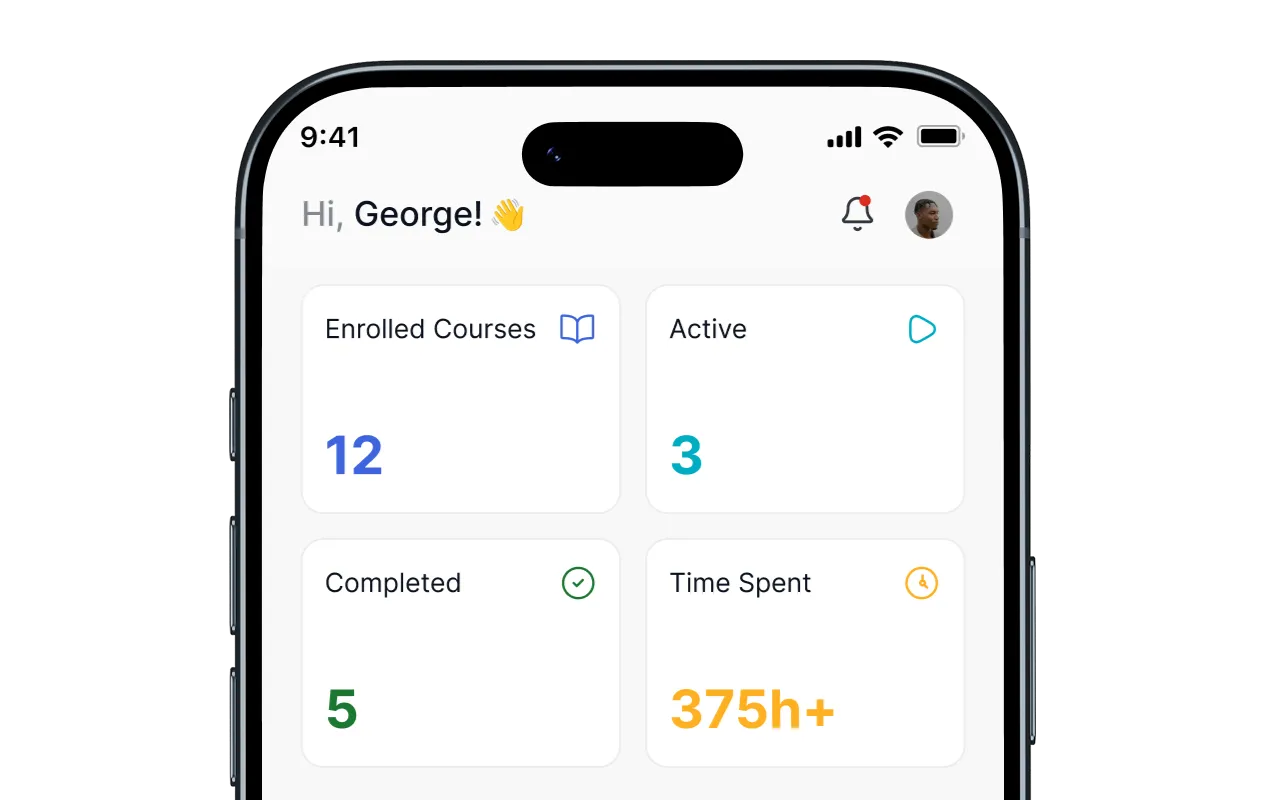 A mobile student dashboard greeting