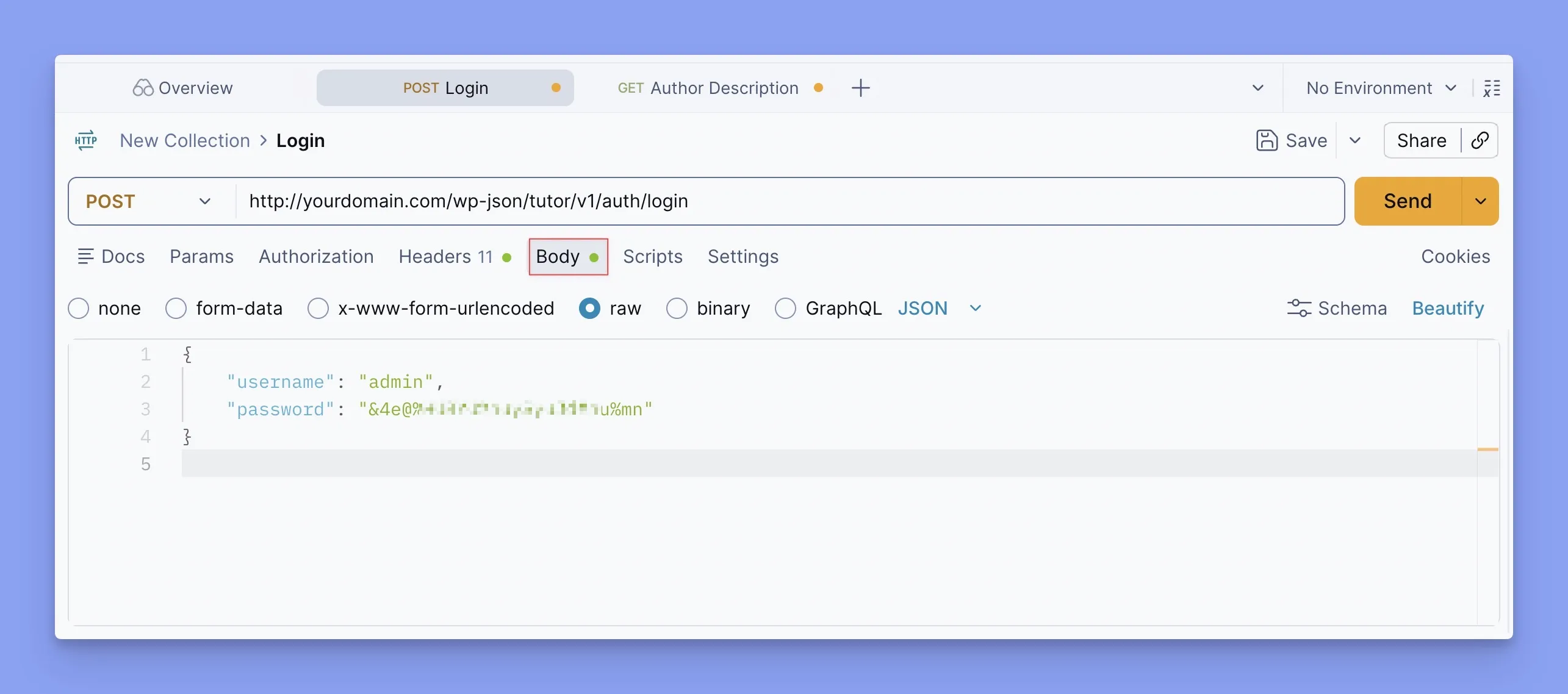 set Admin id and password for authentication