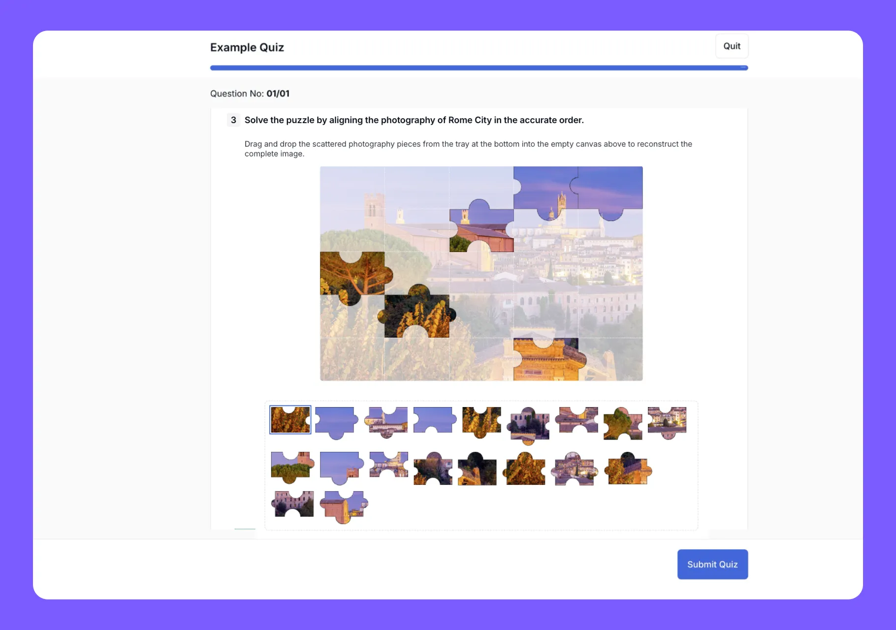Tutor LMS- Puzzel Interactive QUiz Student POV