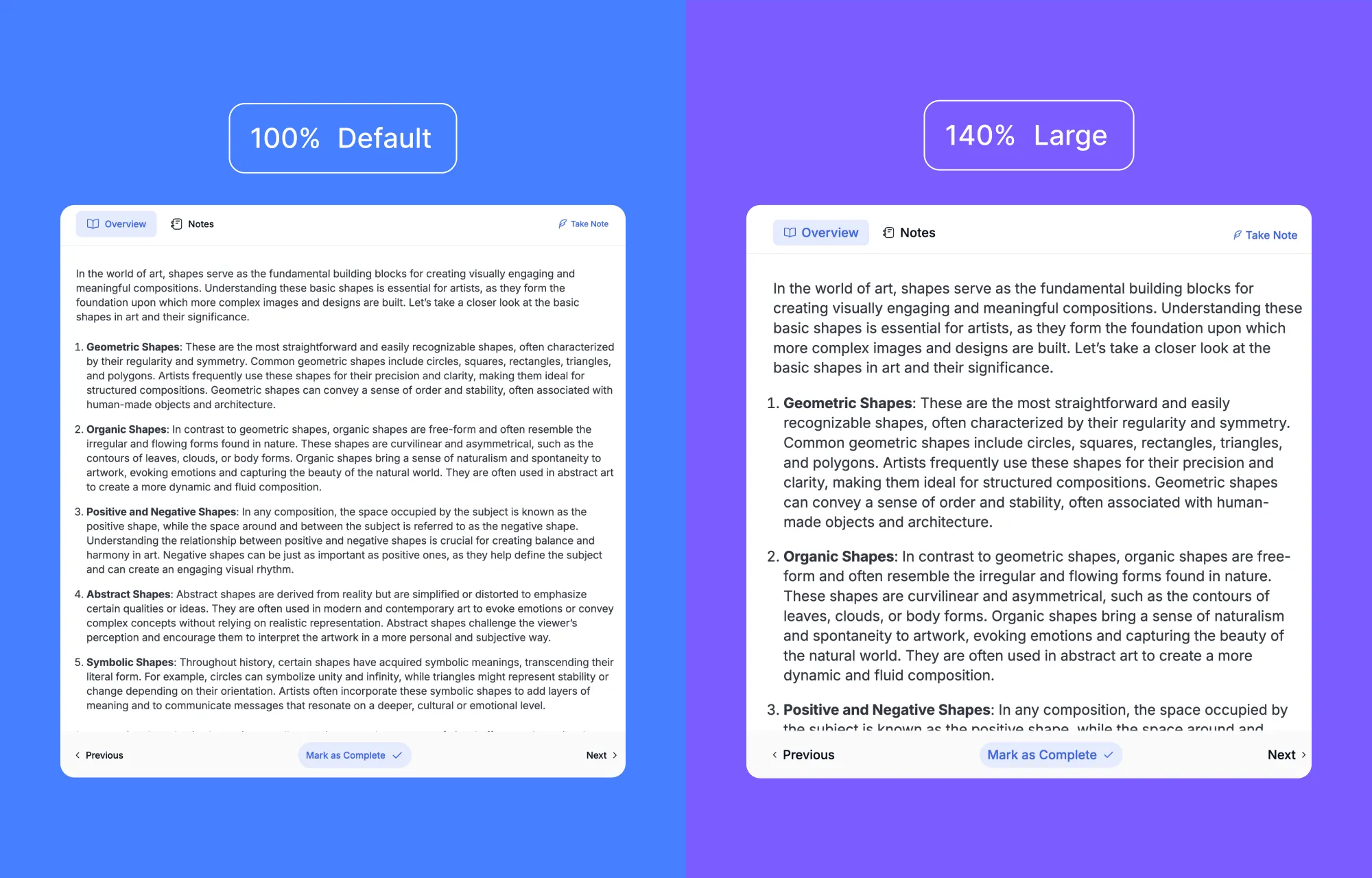 Tutor LMS Accessibility- font Size