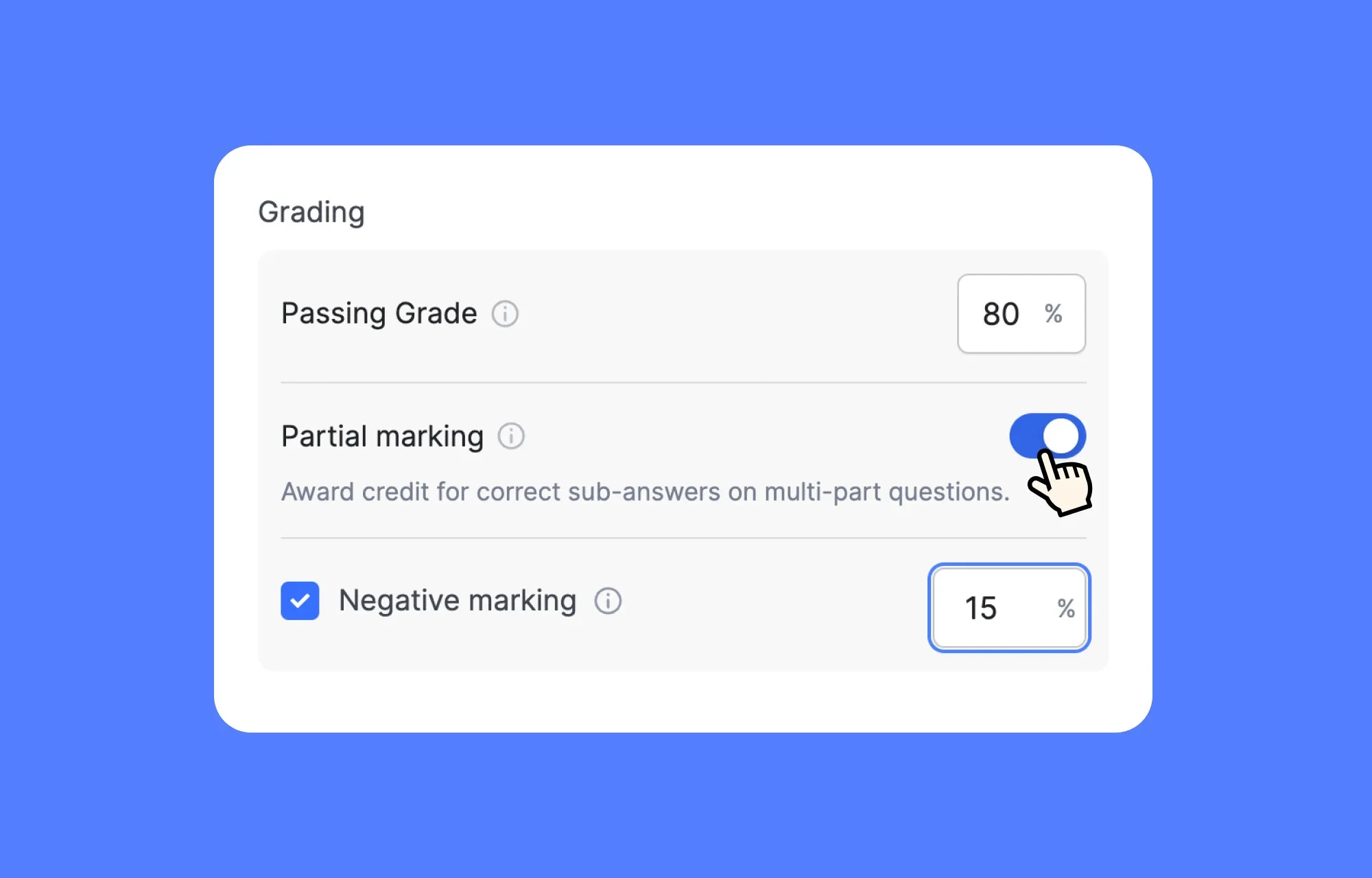 Partial and Negative Marking in tutor lms