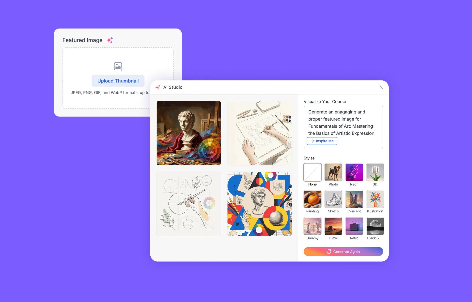 Tutor AI Studio Generate Course Featured Images