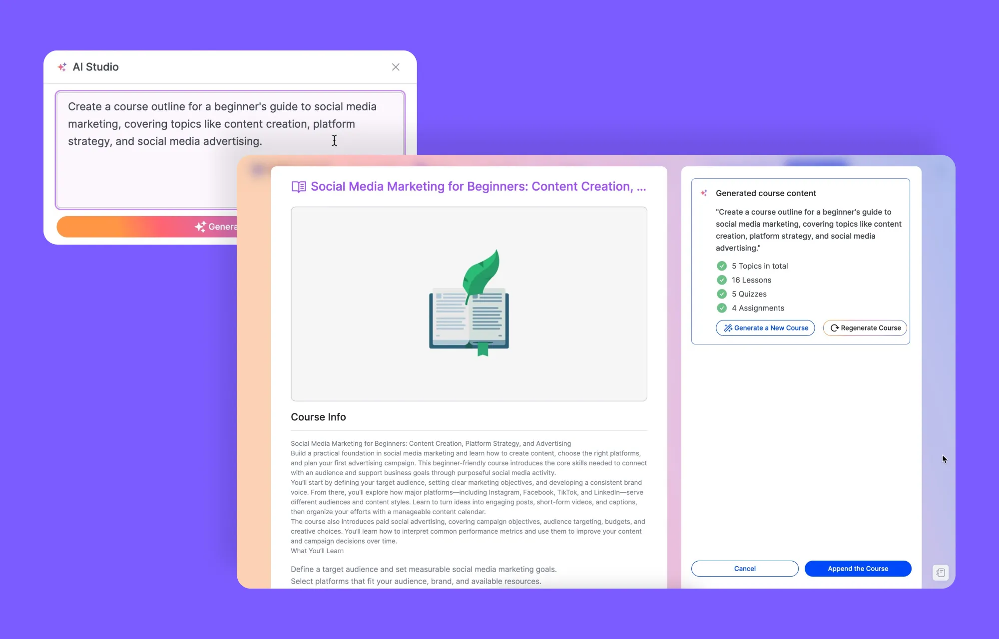 Tutor AI Studio Generate Full Course Outlines